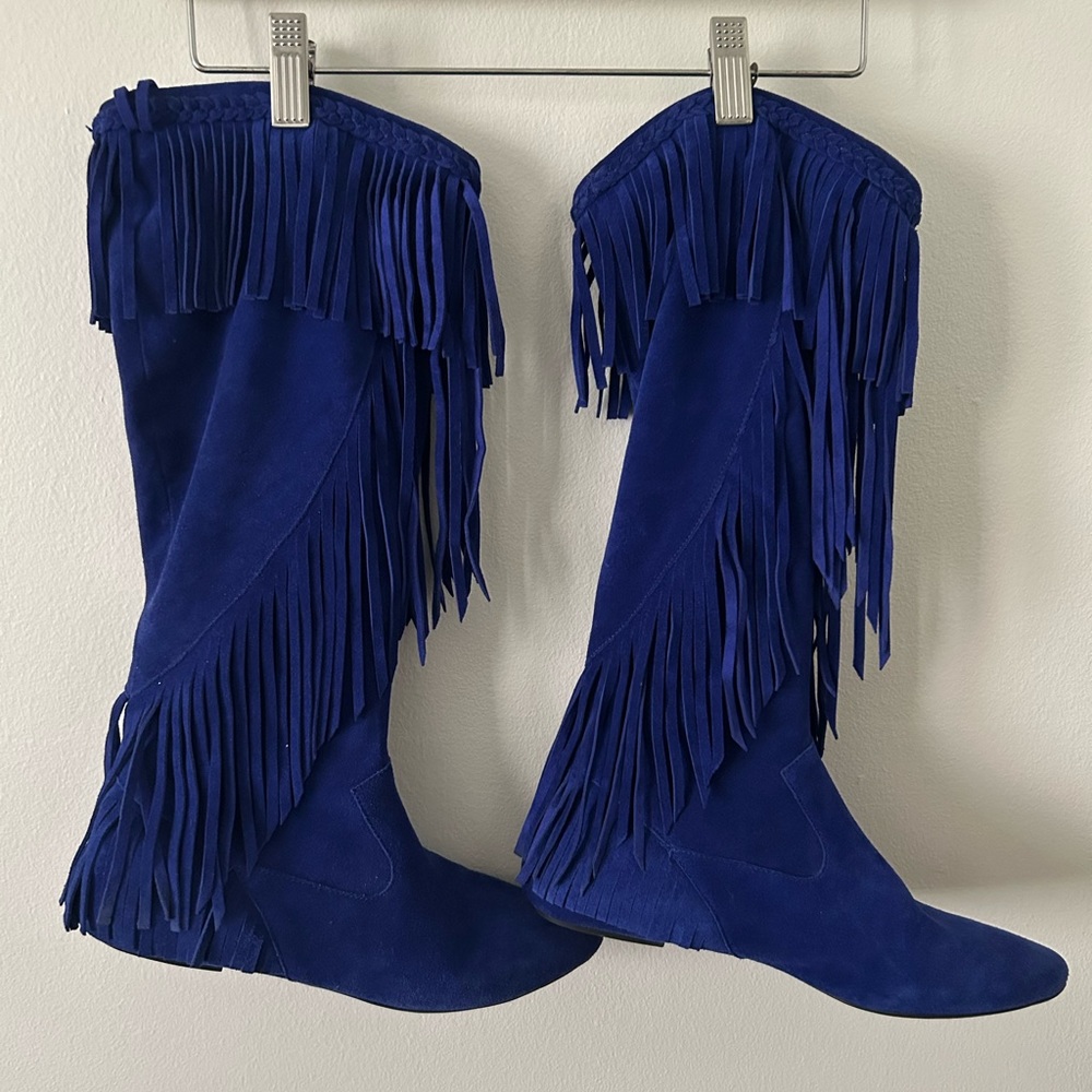 Sam Edelman Suede Fringe Knee High Boots